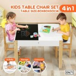 Masuta Activitati 4 in 1 cu 2 scaunele cu spatar -Masa copii cu Tabla de scris cu creta si 4 compartimente de stocare